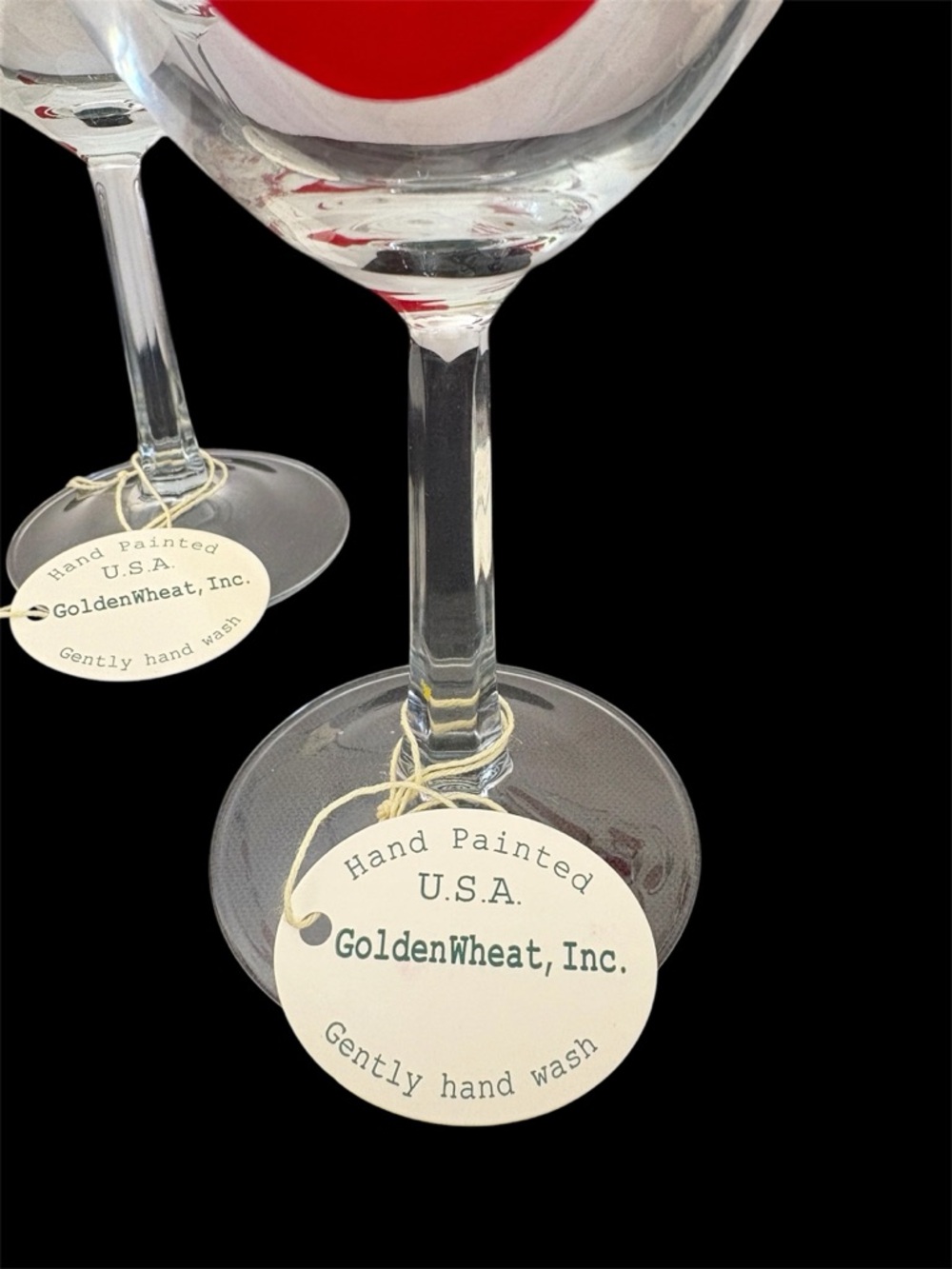 Vintage Hand Painted Red Cherry Wine Glasses - Set of 4 NWT - Picture 3 of 3